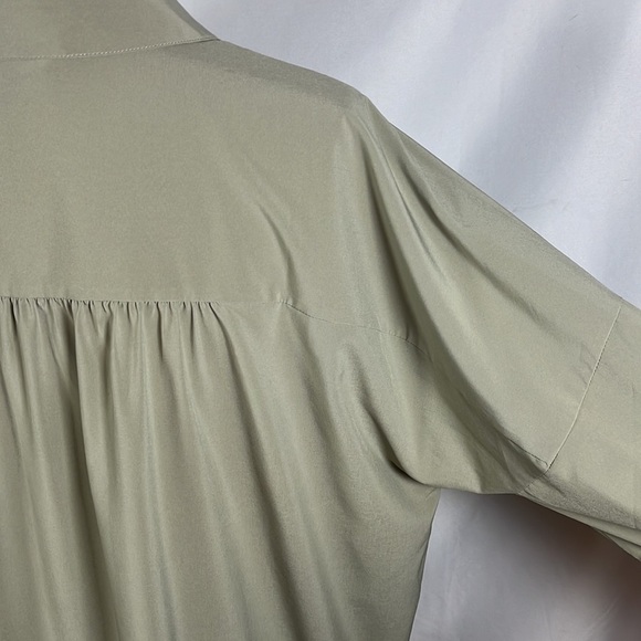 Soft Surroundings Go Lively Parachute Green Button Down Top Womens Size L - Picture 10 of 12